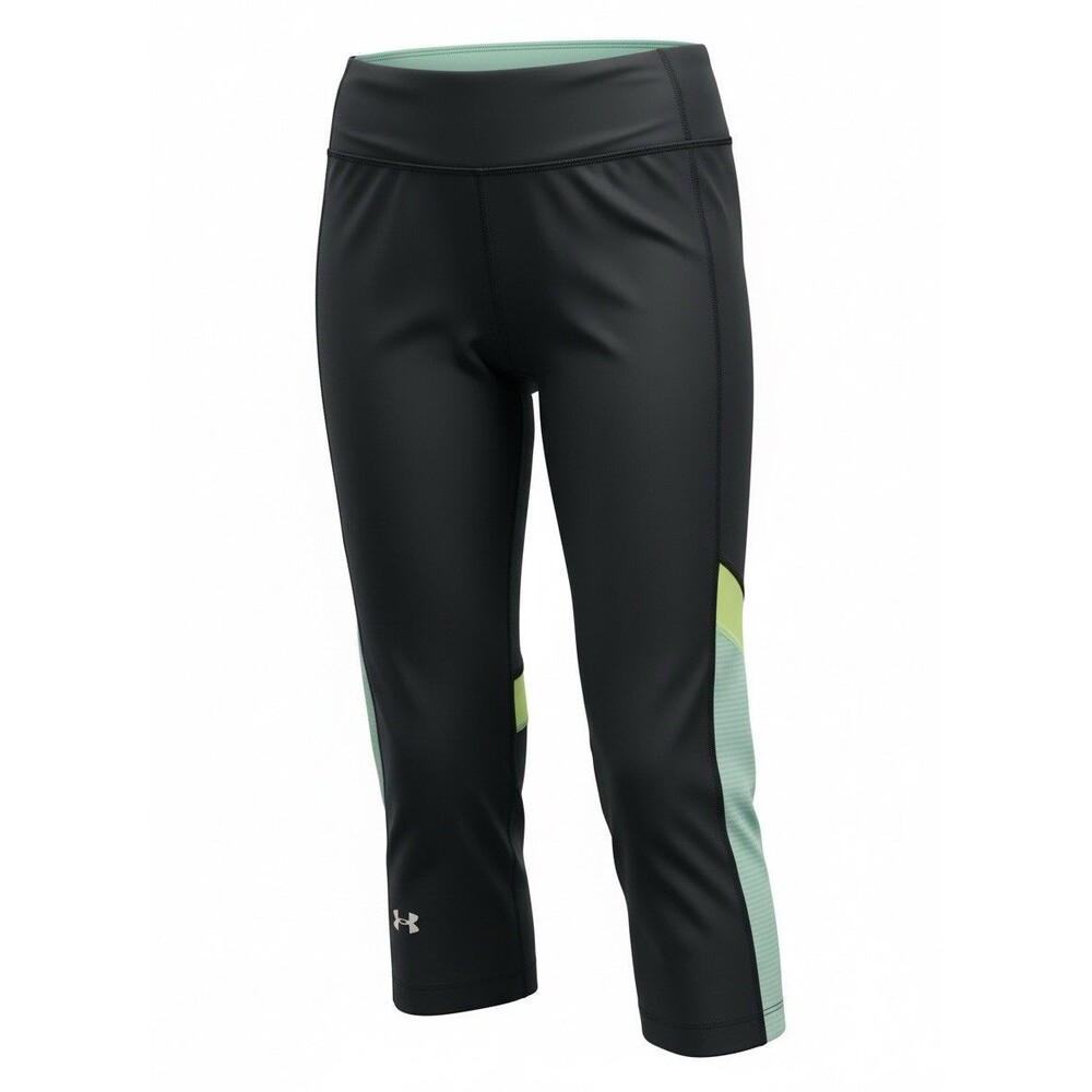 Under Armour HeatGear Compression Capri Leggings Black Mint Green Women’s Size M